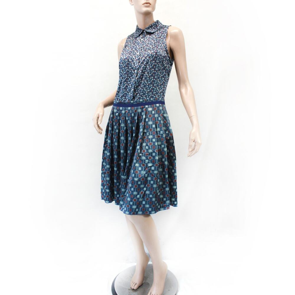 Sisley Y2K preppy academia abstract pint collared dress size Small